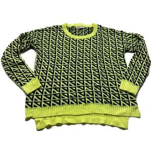 Staring At Stars Anthropologie Women's Sweater Size M Yellow Neon Black Knit